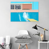 Building Wall Art Print Modern Relaxing Swimming Pool Wrapped Canvas in Blue for Study Room Blue