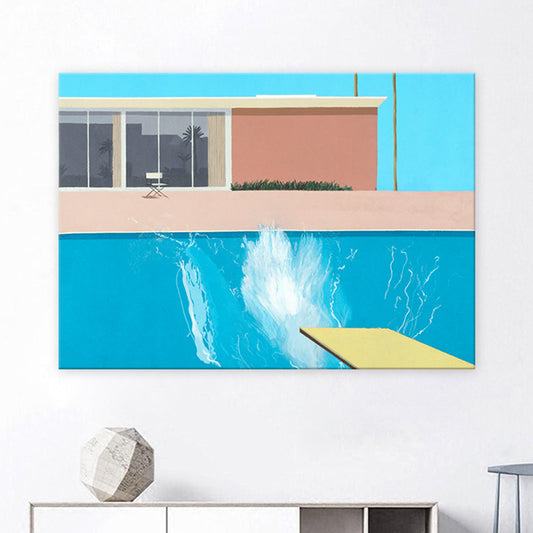 Building Wall Art Print Modern Relaxing Swimming Pool Wrapped Canvas in Blue for Study Room Clearhalo 'Art Gallery' 'Canvas Art' 'Contemporary Art Gallery' 'Modern' Arts' 1691032
