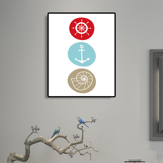White Rudder and Anchor Canvas Print Decorative Tropical for Great Room Paintings White Clearhalo 'Art Gallery' 'Canvas Art' 'Coastal Art Gallery' 'Nautical' Arts' 1691044
