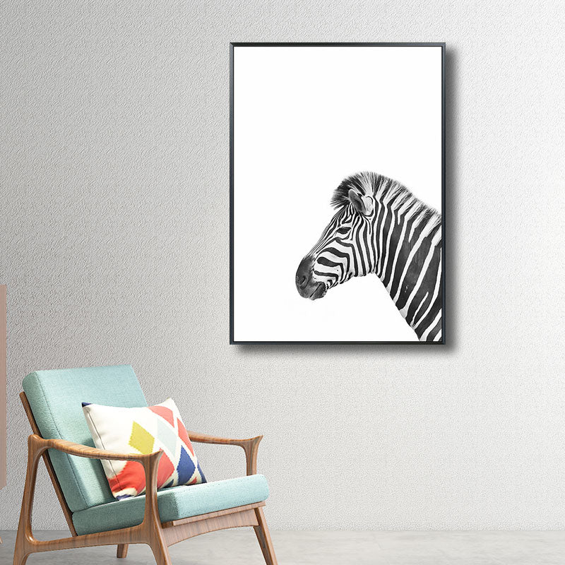 Tropical Zebra Canvas Wall Art Black Painting for Great Room, Multiple Size Options Black Clearhalo 'Art Gallery' 'Canvas Art' 'Kids' Arts' 1691059