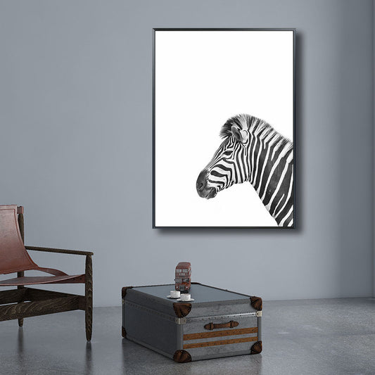 Tropical Zebra Canvas Wall Art Black Painting for Great Room, Multiple Size Options Clearhalo 'Art Gallery' 'Canvas Art' 'Kids' Arts' 1691060