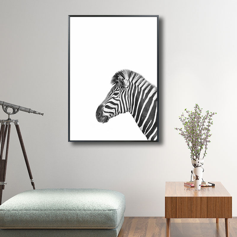 Tropical Zebra Canvas Wall Art Black Painting for Great Room, Multiple Size Options Clearhalo 'Art Gallery' 'Canvas Art' 'Kids' Arts' 1691061