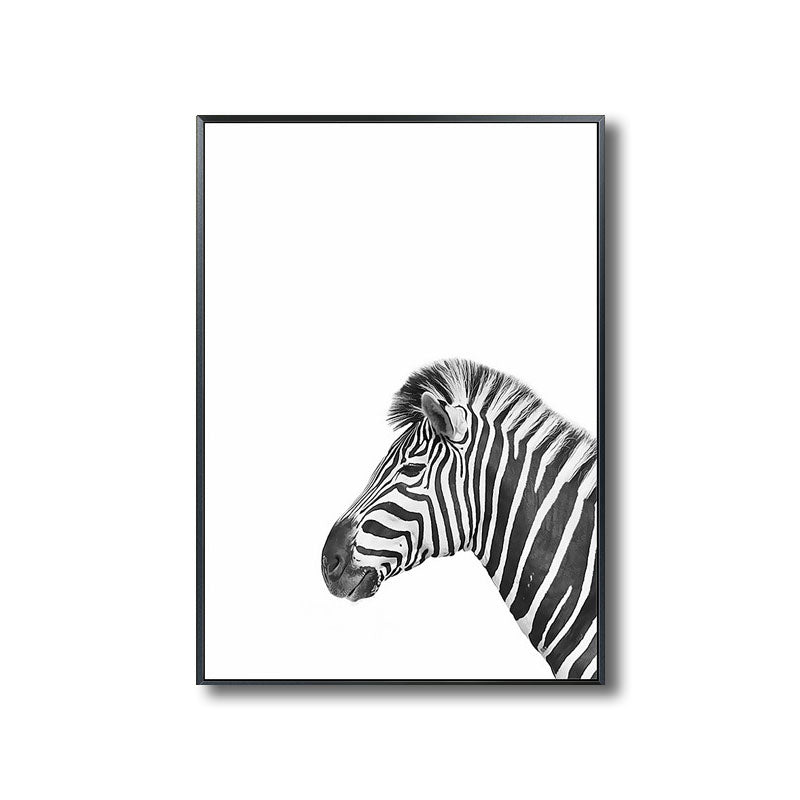 Tropical Zebra Canvas Wall Art Black Painting for Great Room, Multiple Size Options Clearhalo 'Art Gallery' 'Canvas Art' 'Kids' Arts' 1691062