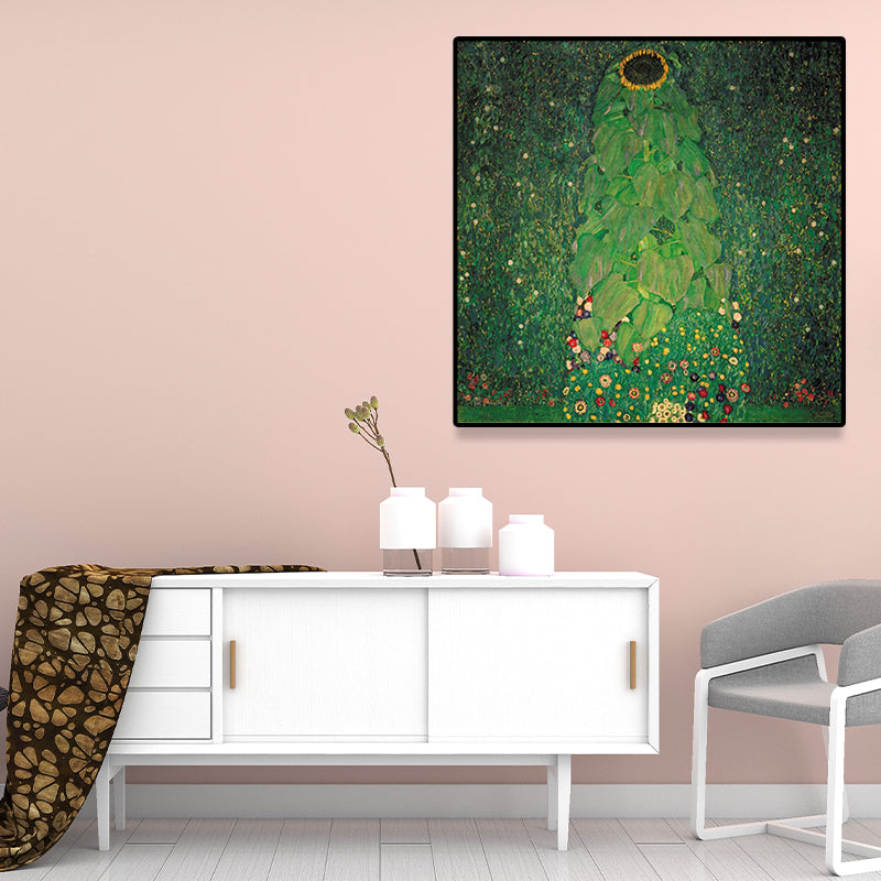 Green Botanical and Flower Canvas Country Style Textured Wall Art Print for Playroom Clearhalo 'Art Gallery' 'Canvas Art' 'Country Art Gallery' 'French Country' 'Rustic' Arts' 1691075
