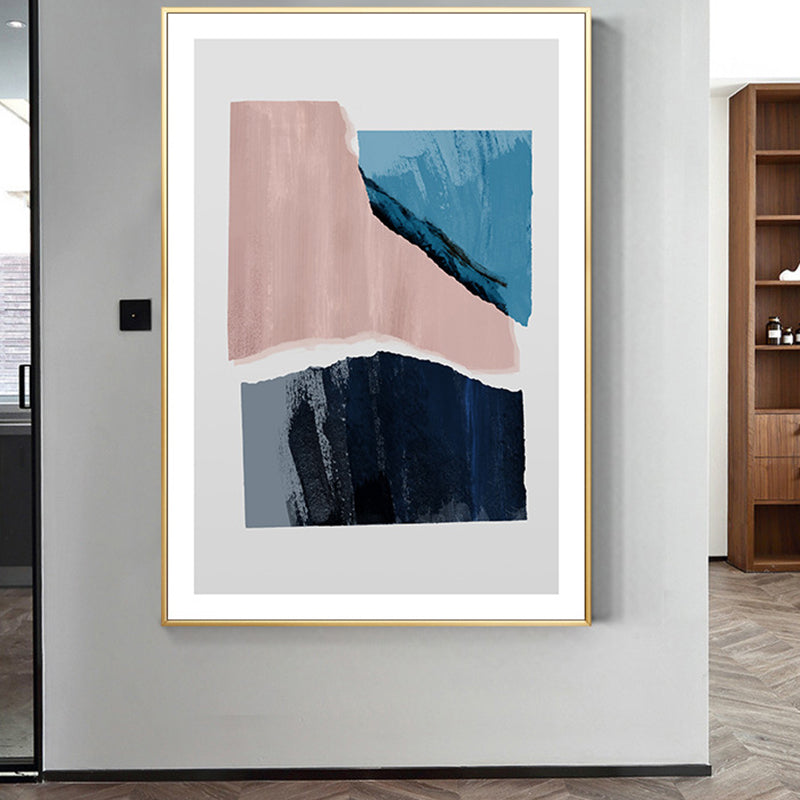 Overlapping Abstract Canvas Art Pastel Color Scandinavian Wall Decor for Living Room Blue Clearhalo 'Arts' 'Canvas Art' 1691091