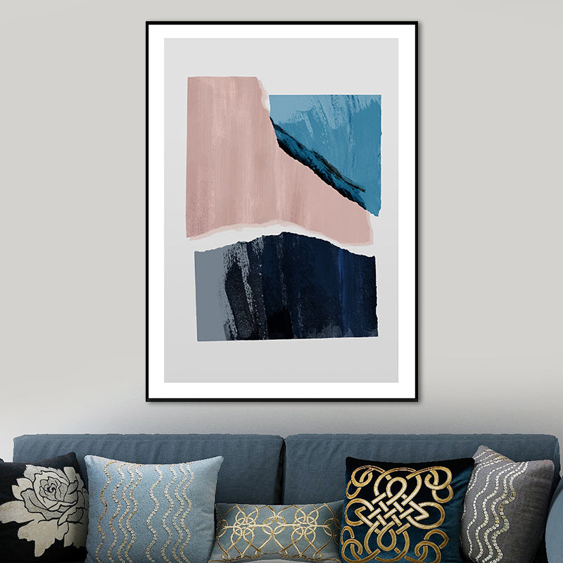 Overlappende abstracte canvas kunst pastel kleur scandinavisch wanddecor voor woonkamer
