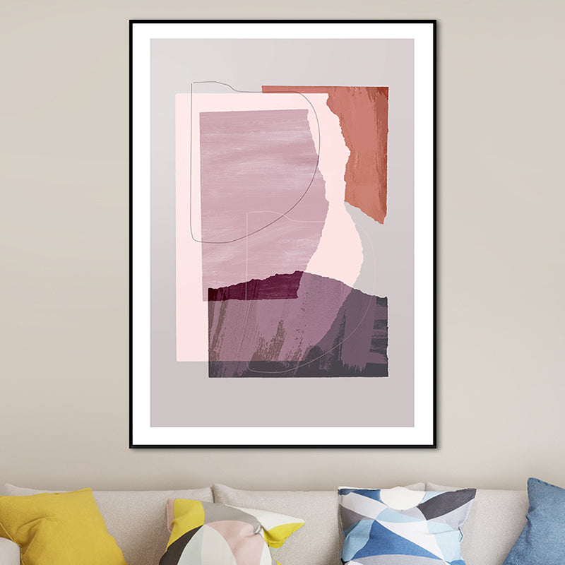 Overlapping Abstract Canvas Art Pastel Color Scandinavian Wall Decor for Living Room Pink Clearhalo 'Arts' 'Canvas Art' 1691098