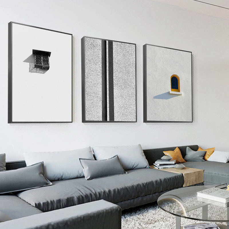 Noordse bouwraam canvas print zachte kleur gestructureerde muurkunst voor woonkamer