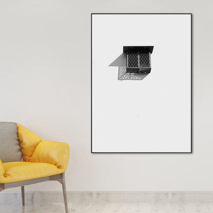 Nordic Building Window Canvas Print Soft Color Textured Wall Art for Living Room Black Clearhalo 'Arts' 'Canvas Art' 1691116