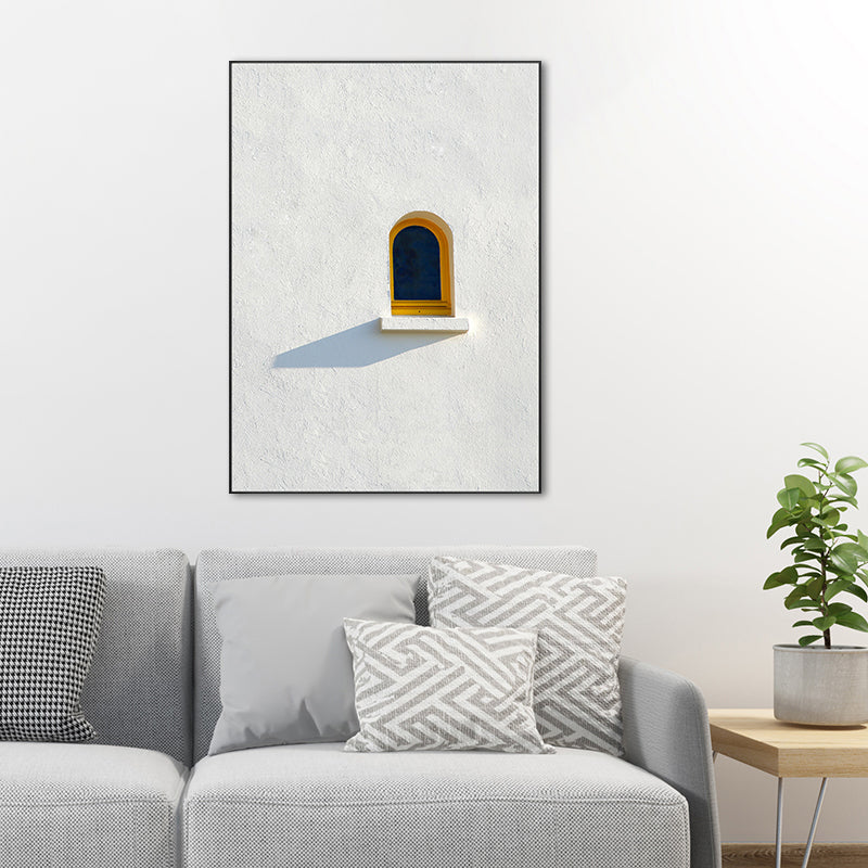 Noordse bouwraam canvas print zachte kleur gestructureerde muurkunst voor woonkamer