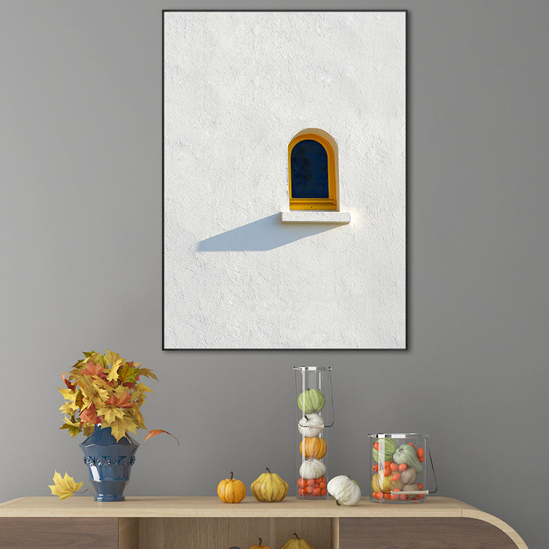 Nordic Building Window Canvas Print Soft Color Textured Wall Art for Living Room Clearhalo 'Arts' 'Canvas Art' 1691122