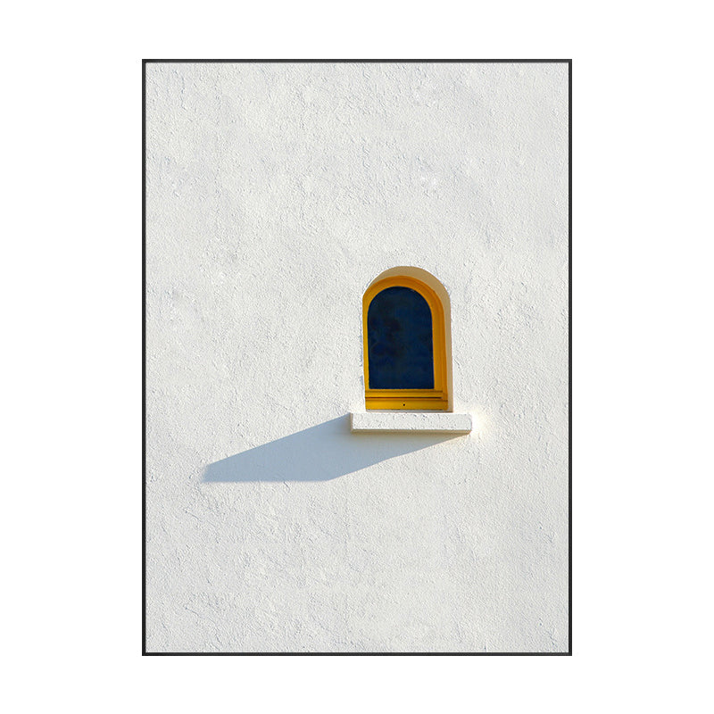 Nordisches Gebäudefenster Leinwand drucken weiche farbe strukturierte Wandkunst für Wohnzimmer