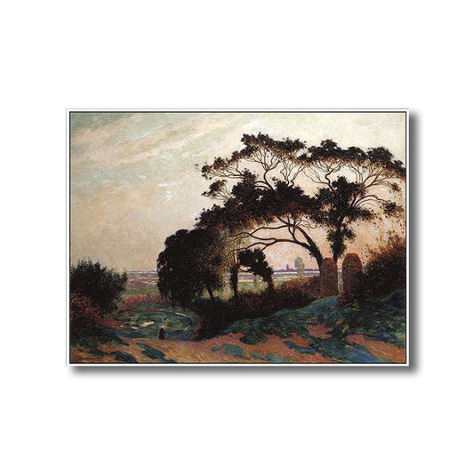 Brown Farmhouse Style Wall Art Sunset Tree Scenery Canvas Print for Sitting Room Clearhalo 'Art Gallery' 'Canvas Art' 'Country Art Gallery' 'French Country' 'Rustic' Arts' 1691163