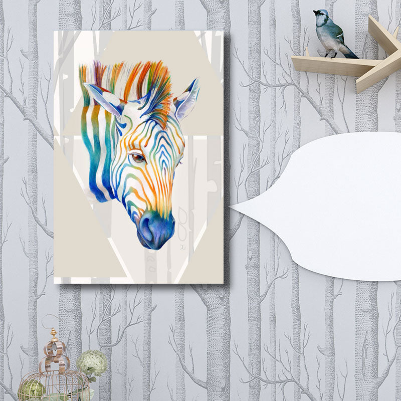 Colorful Wild Animal Wall Decor for Decoration Rustic Drawing Room Canvas Prints Clearhalo 'Art Gallery' 'Canvas Art' 'Kids' Arts' 1691169