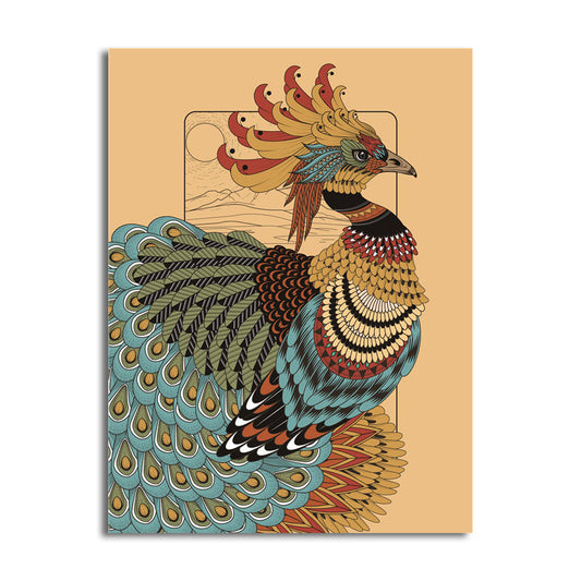 Owl Wall Art Print Bohemian Beautiful Peacock Canvas in Brown, Multiple Size Options Clearhalo 'Arts' 'Canvas Art' 1691192