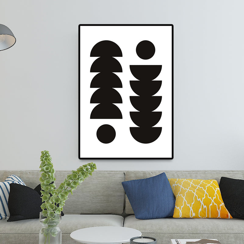 Nordic Geometric Wrapped Canvas Dark Color Decorative Wall Art Print for Drawing Room Black Clearhalo 'Arts' 'Canvas Art' 1691259