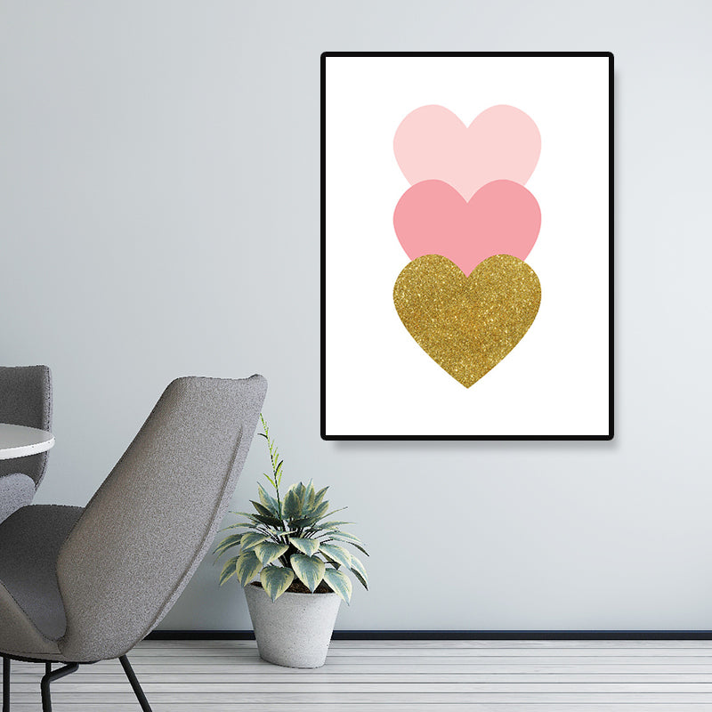Loving Heart Wall Art Decorative Minimalist for Kids Bedroom Canvas Print in Pink Clearhalo 'Art Gallery' 'Canvas Art' 'Kids' Arts' 1691297