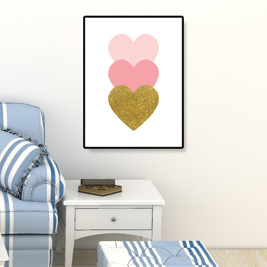 Loving Heart Wall Art Decorative Minimalist for Kids Bedroom Canvas Print in Pink Clearhalo 'Art Gallery' 'Canvas Art' 'Kids' Arts' 1691298