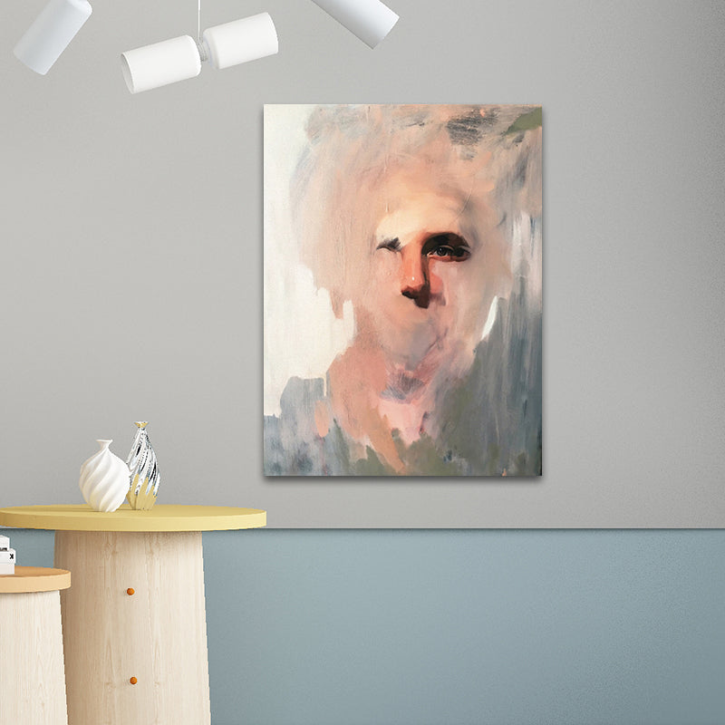 Grey Neo-Figurative Canvas Print Emilio Villalba Man Portrait Wall Art for Home Clearhalo 'Art Gallery' 'Canvas Art' 'Contemporary Art Gallery' 'Modern' Arts' 1691305