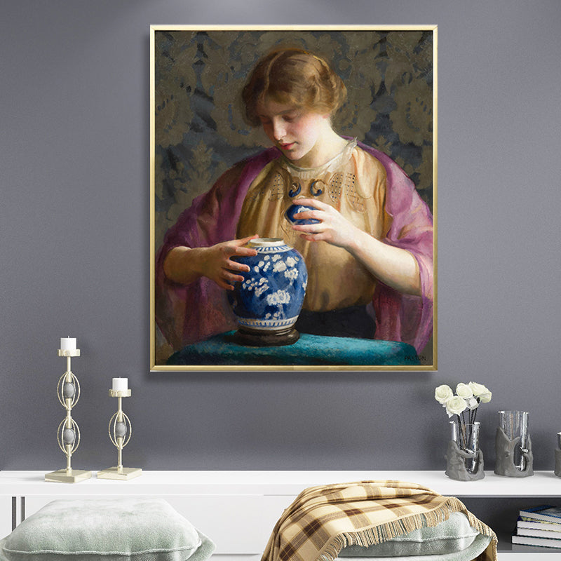 Vintage Figure Oil Painting Canvas House Interior Wall Art Decor in Pastel Color Clearhalo 'Arts' 'Canvas Art' 1691318