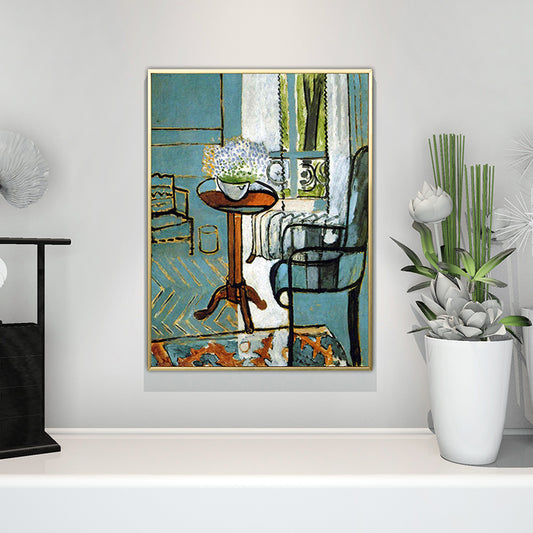 Henri Matisse Flowers Painting for Bedroom Still Life Wall Art in Green, Textured Clearhalo 'Arts' 'Canvas Art' 1691351