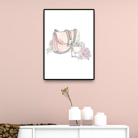 Pink Lady Bag Wrapped Canvas Decorative Victorian for Drawing Room Wall Art Print Clearhalo 'Arts' 'Canvas Art' 1691400