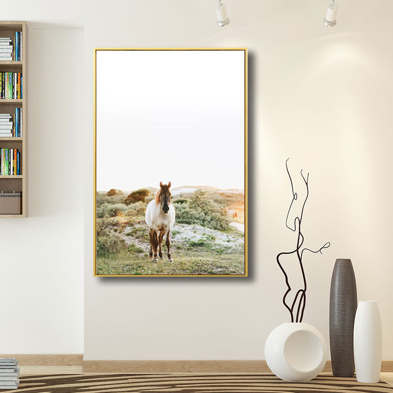 Yellow Horse in Wild Wall Art Decorative Contemporary for Drawing Room Canvas Print Yellow Clearhalo 'Art Gallery' 'Canvas Art' 'Kids' Arts' 1691476