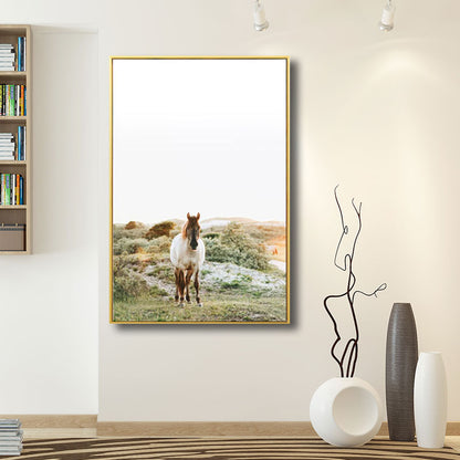 Yellow Horse in Wild Wall Art Decorative Contemporary for Drawing Room Canvas Print Yellow Clearhalo 'Art Gallery' 'Canvas Art' 'Kids' Arts' 1691476