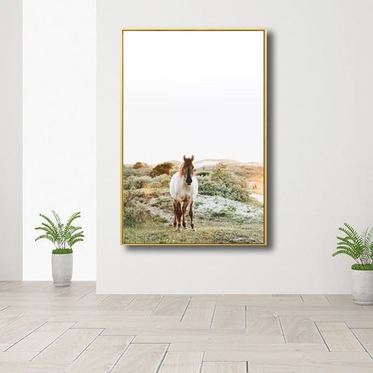 Yellow Horse in Wild Wall Art Decorative Contemporary for Drawing Room Canvas Print Clearhalo 'Art Gallery' 'Canvas Art' 'Kids' Arts' 1691478