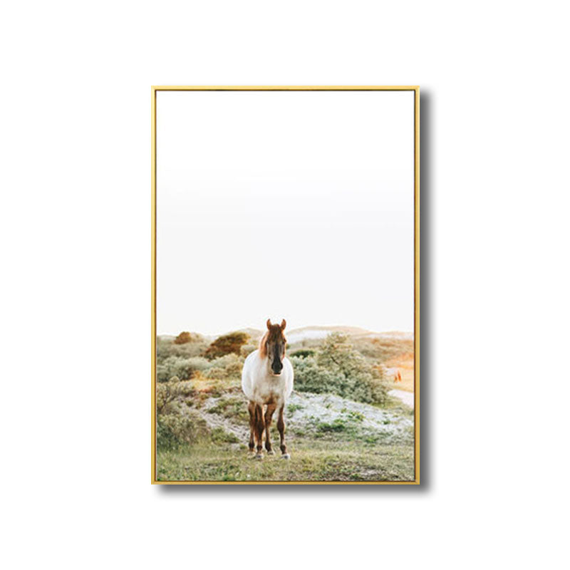 Yellow Horse in Wild Wall Art Decorative Contemporary for Drawing Room Canvas Print Clearhalo 'Art Gallery' 'Canvas Art' 'Kids' Arts' 1691479