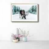 Decorative Reindeer in Forest Painting Canvas Tropics Wall Art Print in Green for Great Room Clearhalo 'Art Gallery' 'Canvas Art' 'Kids' Arts' 1691484