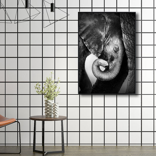 Canvas Decorative Painting Modern Elephant Family Wall Art Print in Black for Sitting Room Clearhalo 'Art Gallery' 'Canvas Art' 'Kids' Arts' 1691498