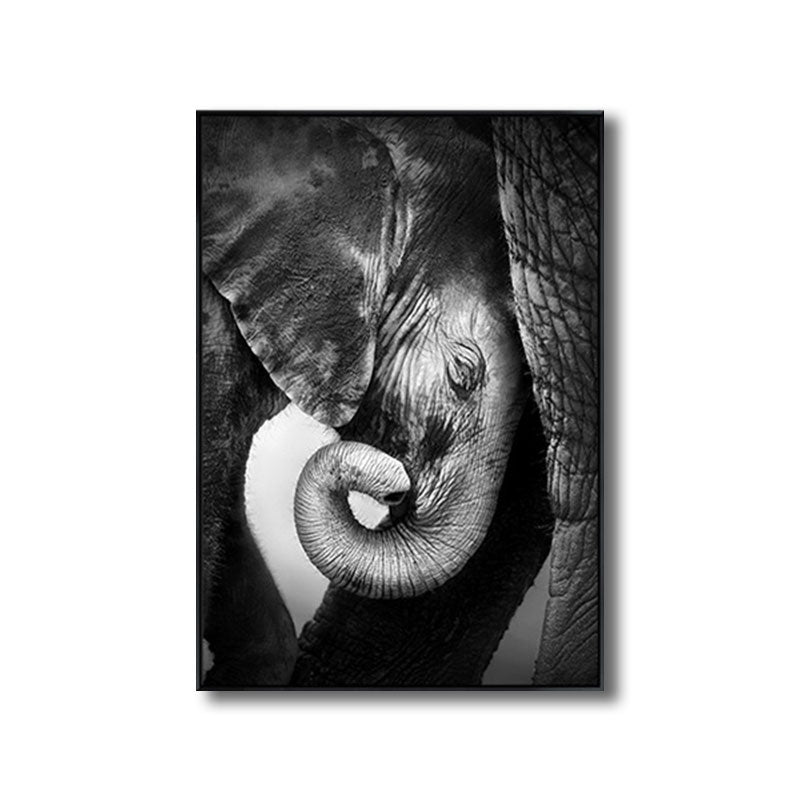 Canvas Decorative Painting Modern Elephant Family Wall Art Print in Black for Sitting Room Clearhalo 'Art Gallery' 'Canvas Art' 'Kids' Arts' 1691500