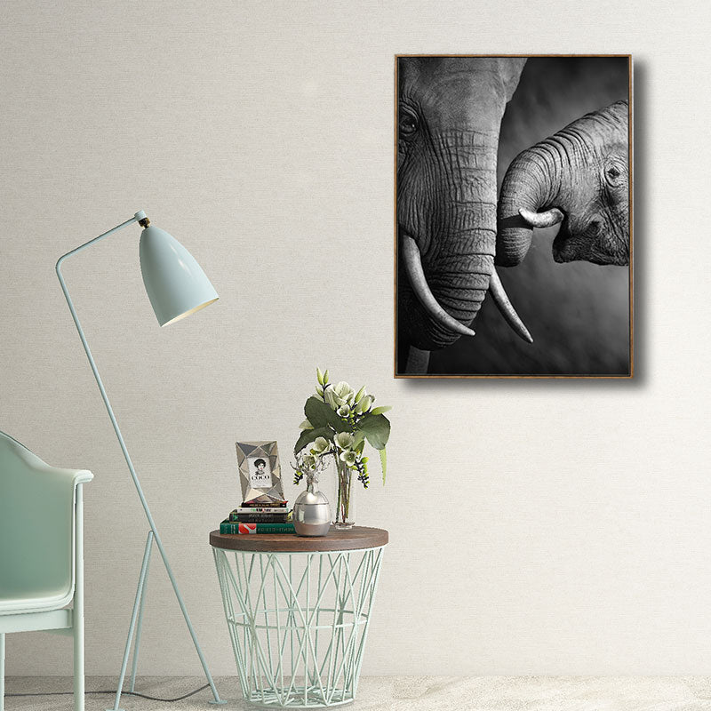 Canvas Decorative Painting Modern Elephant Family Wall Art Print in Black for Sitting Room Clearhalo 'Art Gallery' 'Canvas Art' 'Kids' Arts' 1691505