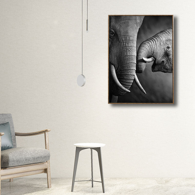Canvas Decorative Painting Modern Elephant Family Wall Art Print in Black for Sitting Room Clearhalo 'Art Gallery' 'Canvas Art' 'Kids' Arts' 1691506