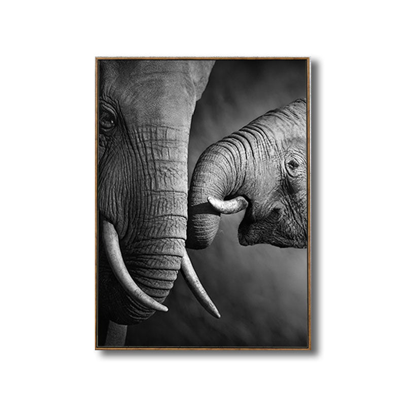Canvas Decorative Painting Modern Elephant Family Wall Art Print in Black for Sitting Room Clearhalo 'Art Gallery' 'Canvas Art' 'Kids' Arts' 1691507
