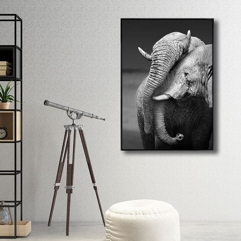Canvas Decorative Painting Modern Elephant Family Wall Art Print in Black for Sitting Room Black Design 3 Clearhalo 'Art Gallery' 'Canvas Art' 'Kids' Arts' 1691508