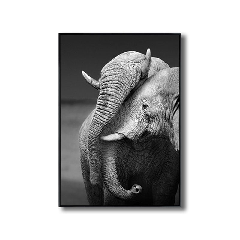 Canvas Decorative Painting Modern Elephant Family Wall Art Print in Black for Sitting Room Clearhalo 'Art Gallery' 'Canvas Art' 'Kids' Arts' 1691511