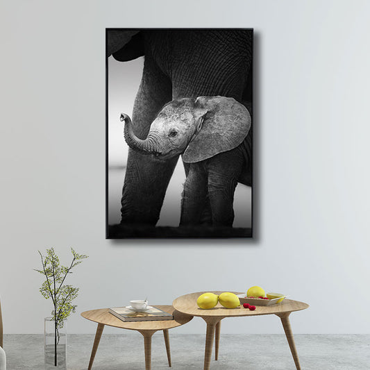 Canvas Decorative Painting Modern Elephant Family Wall Art Print in Black for Sitting Room Black Design 4 Clearhalo 'Art Gallery' 'Canvas Art' 'Kids' Arts' 1691512