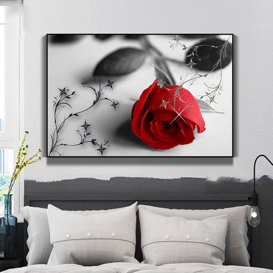Red Rose Wall Art Print Flower Contemporary Decorative Wrapped Canvas for Drawing Room Red Clearhalo 'Art Gallery' 'Canvas Art' 'Contemporary Art Gallery' 'Modern' Arts' 1691516