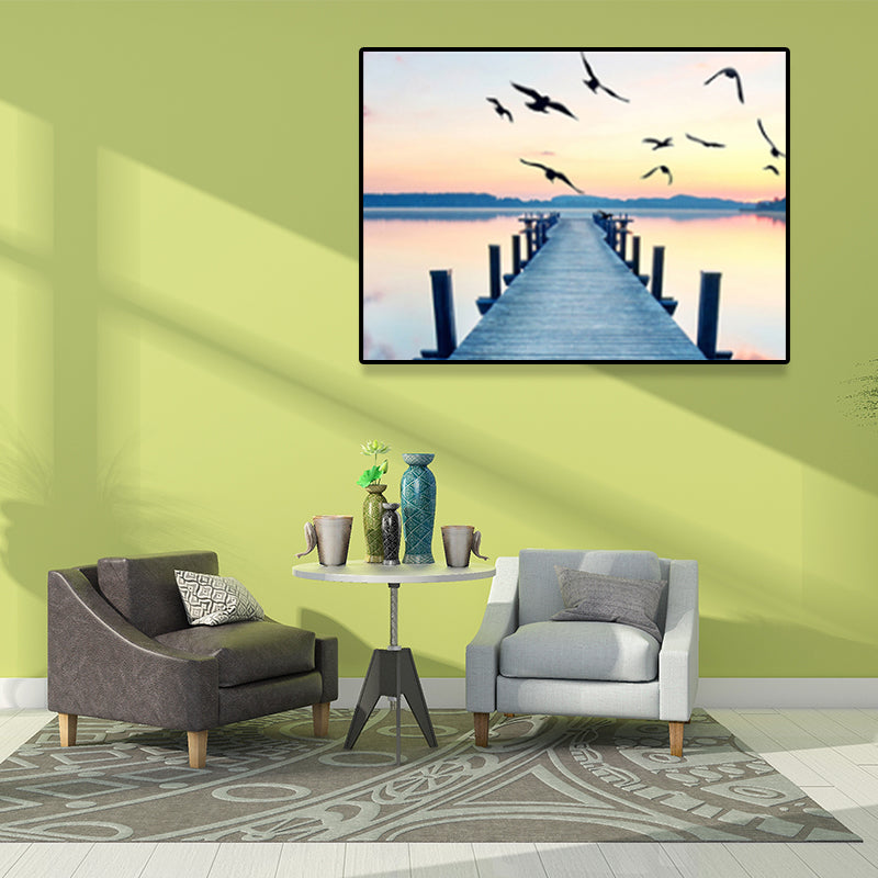 Light Color Scenery Wrapped Canvas Home Wall Art Decor for Bedroom, Multiple Sizes Clearhalo 'Art Gallery' 'Canvas Art' 'Contemporary Art Gallery' 'Modern' Arts' 1691535