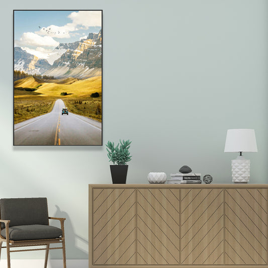 Highway in Mountain Paintings Soft Color Canvas Wall Art for Home Decor, Multiple Size Options Clearhalo 'Art Gallery' 'Canvas Art' 'Contemporary Art Gallery' 'Modern' Arts' 1691540