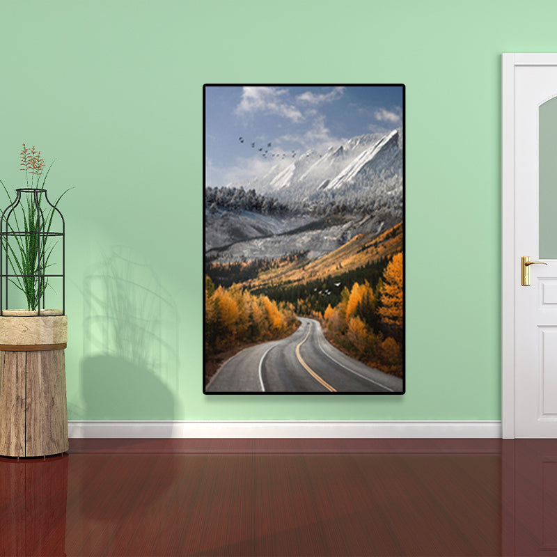 Highway in Mountain Paintings Soft Color Canvas Wall Art for Home Decor, Multiple Size Options Clearhalo 'Art Gallery' 'Canvas Art' 'Contemporary Art Gallery' 'Modern' Arts' 1691546