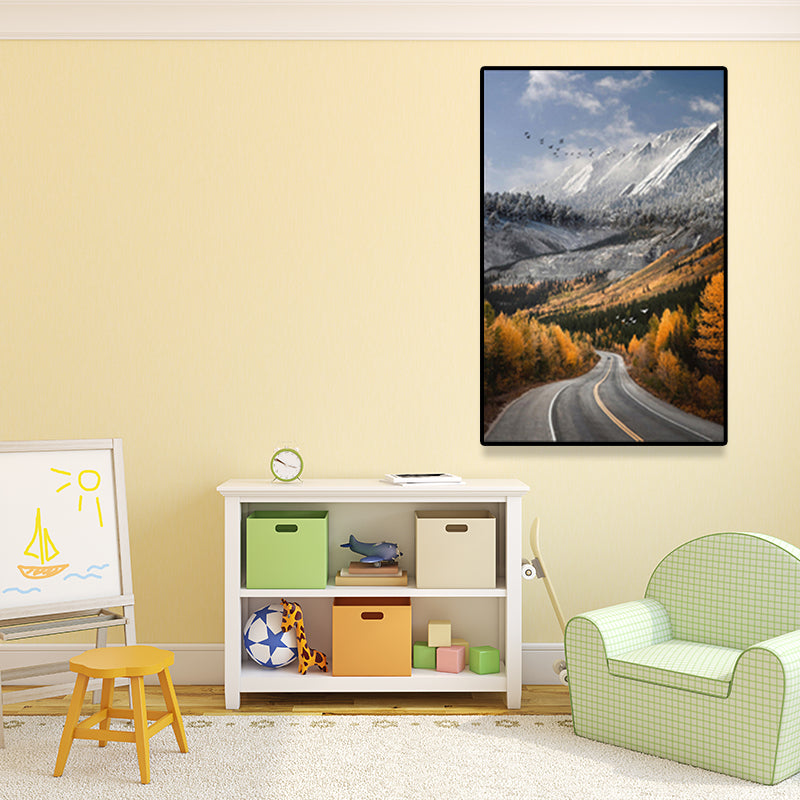 Highway in Mountain Paintings Soft Color Canvas Wall Art for Home Decor, Multiple Size Options Clearhalo 'Art Gallery' 'Canvas Art' 'Contemporary Art Gallery' 'Modern' Arts' 1691547