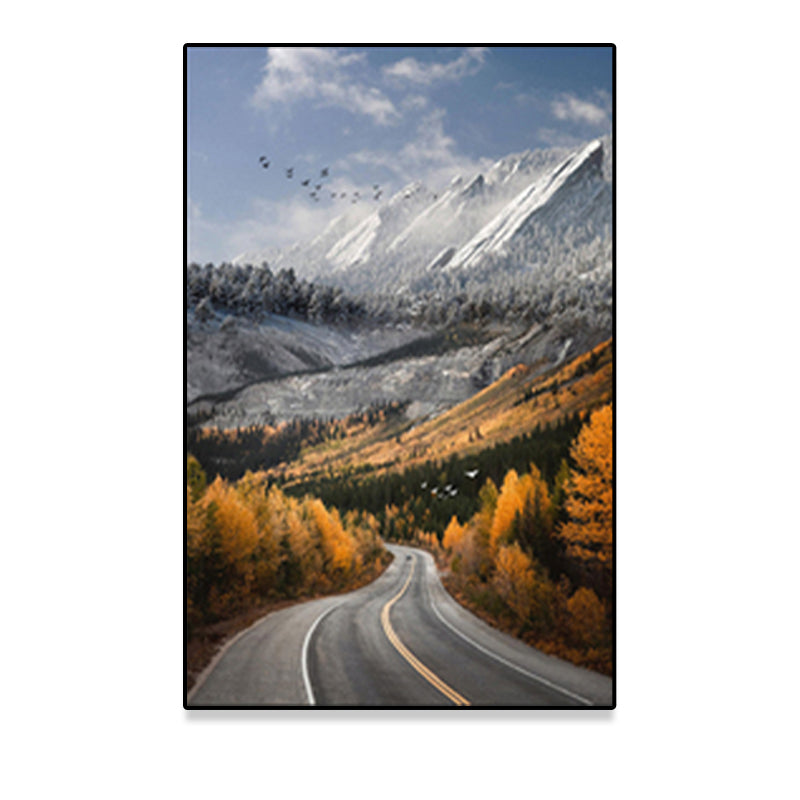 Highway in Mountain Paintings Soft Color Canvas Wall Art for Home Decor, Multiple Size Options Clearhalo 'Art Gallery' 'Canvas Art' 'Contemporary Art Gallery' 'Modern' Arts' 1691548