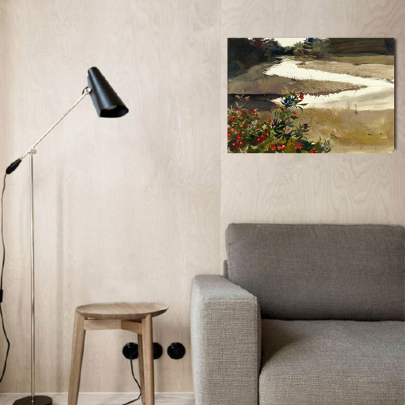 Wild Riverside Scenery Art Contemporary Style Canvas Textured Wall Decor in Brown Clearhalo 'Art Gallery' 'Canvas Art' 'Contemporary Art Gallery' 'Modern' Arts' 1691550