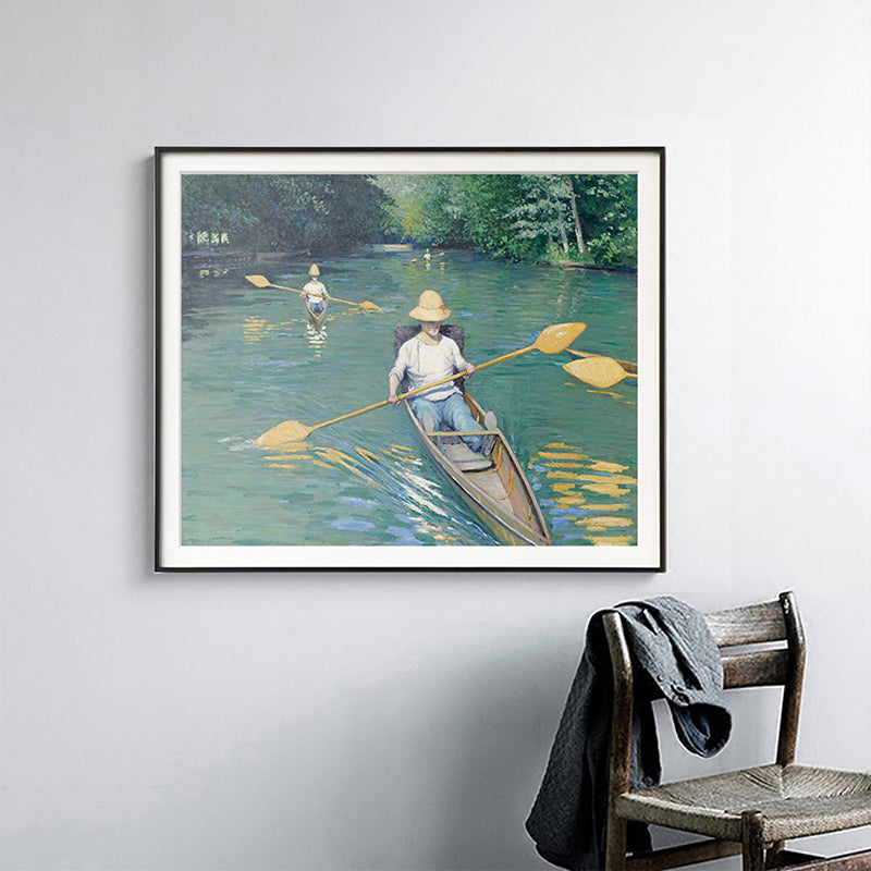 Green Boating Canvas Textured Wall Art Print for Boys Bedroom, Multiple Sizes Options Clearhalo 'Art Gallery' 'Canvas Art' 'Contemporary Art Gallery' 'Modern' Arts' 1691557