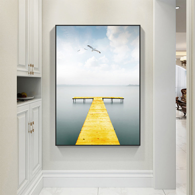 Soft Color Sea View Canvas Prints Scenery Modernist Home Wall Art Decor for Drawing Room Light Blue Clearhalo 'Art Gallery' 'Canvas Art' 'Contemporary Art Gallery' 'Modern' Arts' 1691570