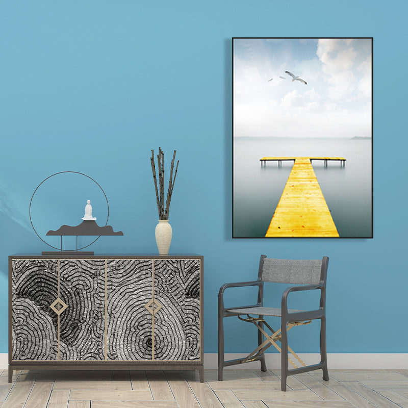 Soft Color Sea View Canvas Prints Scenery Modernist Home Wall Art Decor for Drawing Room Clearhalo 'Art Gallery' 'Canvas Art' 'Contemporary Art Gallery' 'Modern' Arts' 1691572