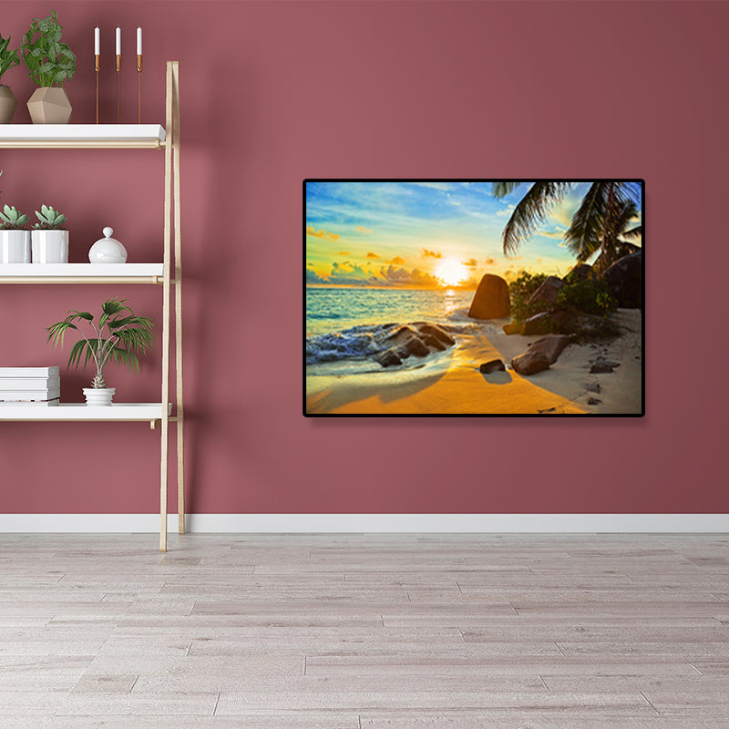 Coastal Beach Scenery Paintings Light Color Wrapped Canvas, Multiple Size Options Brown Clearhalo 'Art Gallery' 'Canvas Art' 'Coastal Art Gallery' 'Nautical' Arts' 1691634
